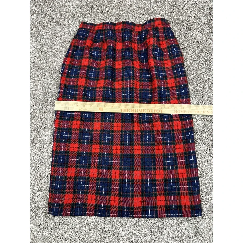 Vintage Pendleton Skirt Womens 10 Red Navy Manson Tartan Wool Plaid Made USA 80s